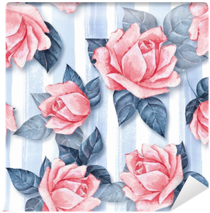Watercolor Background With Beautiful Roses Wall Mural - Garden Roses (400x400), Png Download