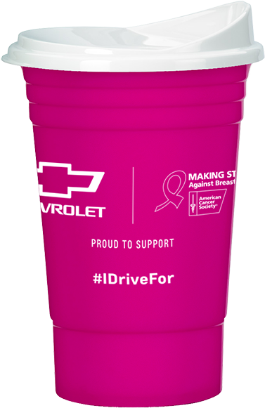 Pink Breast Cancer Awareness Hard Solo Cup W/ Lid - Canadian Union Of Postal Workers (478x650), Png Download