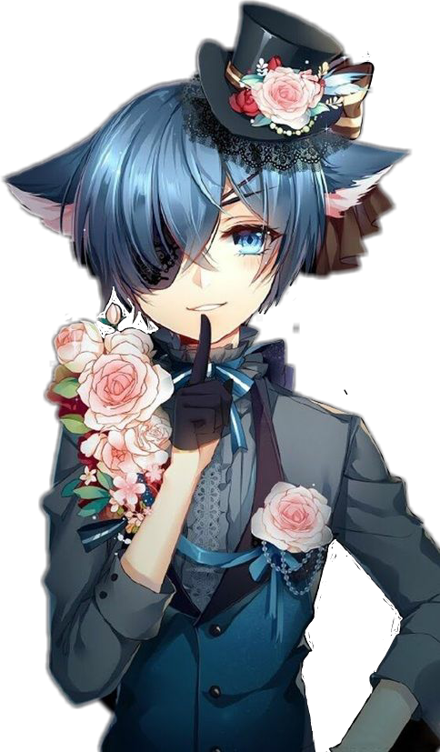 Vector Black And White Stock Ciel Drawing Neko - De Anime De Chicos Tiernos (484x827), Png Download