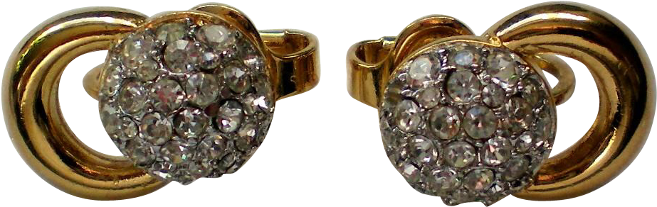 Freeuse Download Trifari Pave Rhinestone Earrings - Trifari Pave Rhinestone Clip Earrings (922x922), Png Download