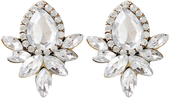Artificial Crystal Rhinestone Water Drop Earrings - (600x798), Png Download
