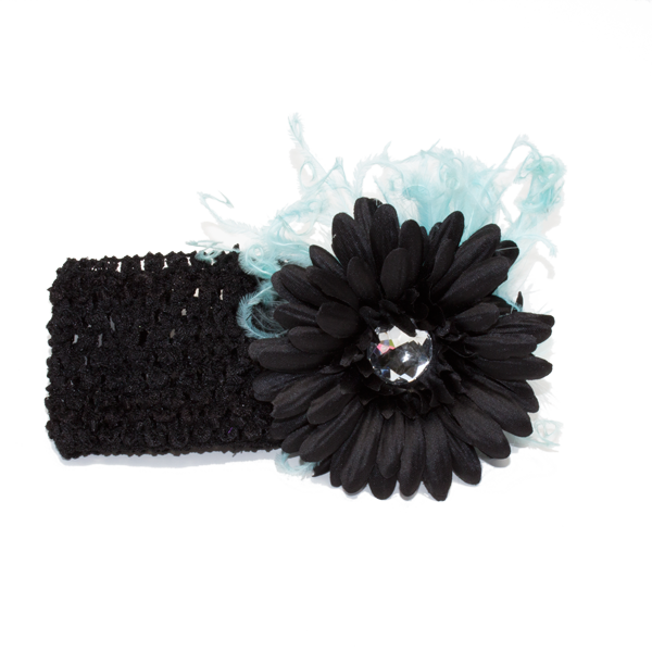 Rhinestone Flower Png - Black Flower Headband (600x600), Png Download