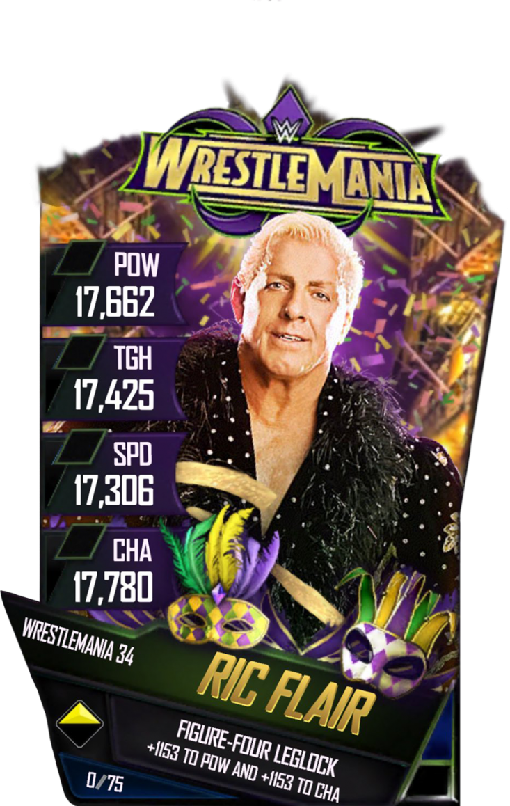 Ricflair S4 19 Wrestlemania34 - Wwe Supercard Wrestlemania 34 Cards (733x1158), Png Download