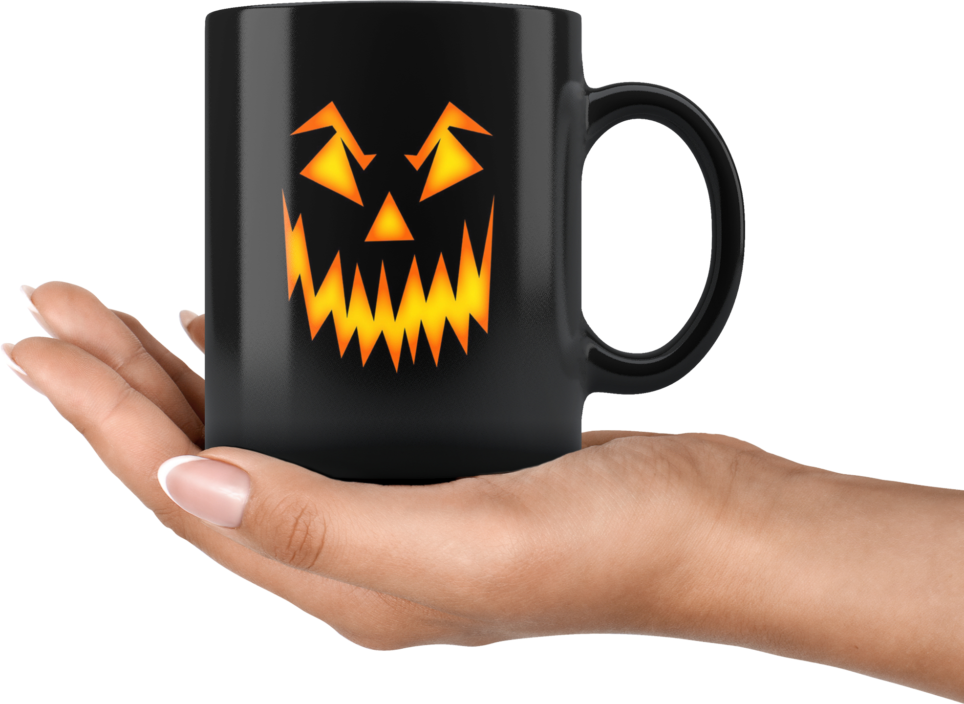 Scary Black 11oz Pumpkin Face Coffee Tea Mug - Pumpkin Funny Smile Halloween T-shirt Cool Shirt (2000x2000), Png Download