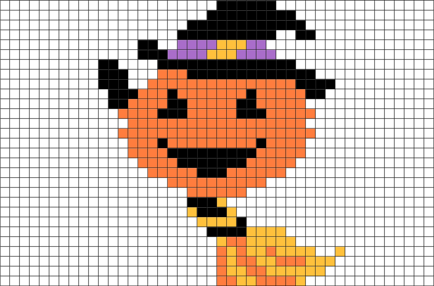 Halloween Pixel Art Easy Pumpkin (880x581), Png Download