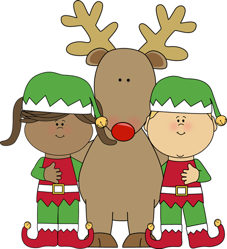Christmas Reindeer Clipart - Elves And Reindeer Clipart (457x500), Png Download