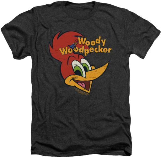 Mens Woody Woodpecker Retro Logo Vintage Heather Tee - Woody Woodpecker/retro Logo Junior Sheer In Charcoal, (525x623), Png Download