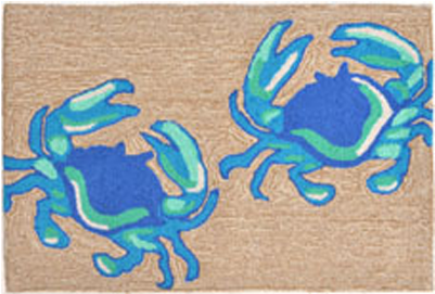 Blue Crab Rug - Liora Manne Frontporch Hand-tufted Blue Indoor/outdoor (400x400), Png Download
