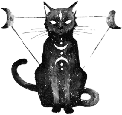 Satan Star Moon Cat Pussy Kitty Black Blackaesthetic - Tattoo Cat (408x383), Png Download