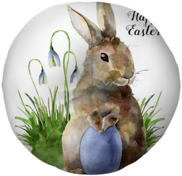 Watercolor Easter Card With Bunny, Snowdrops And Colored - Kartki Wielkanocne Ręcznie Malowane (400x400), Png Download
