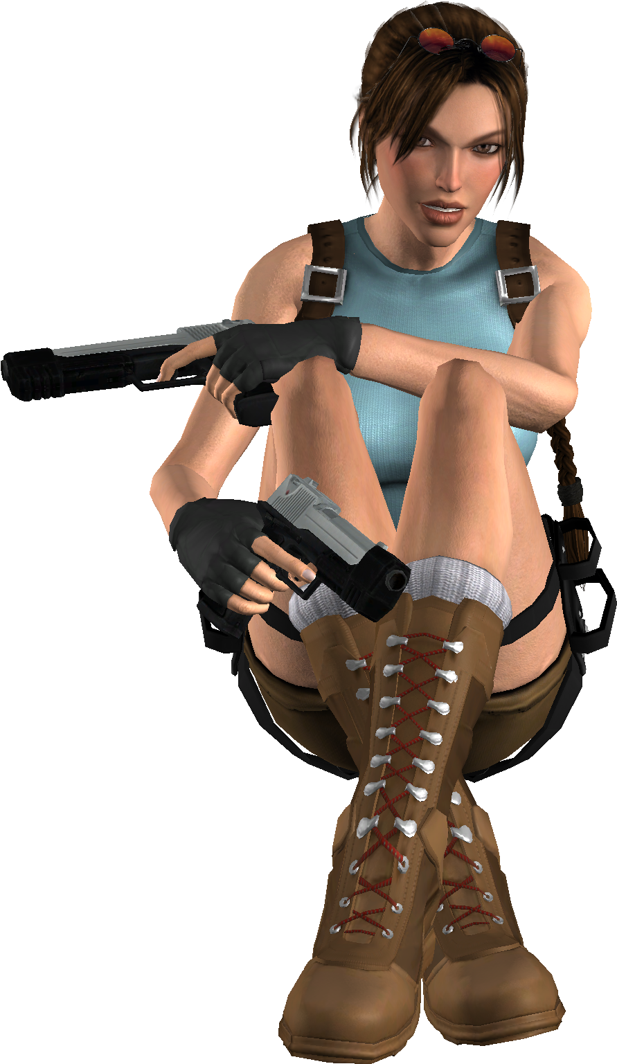 Lara Croft Sitting (898x1544), Png Download