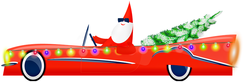 Christmas Car, Santa Claus - Christmas Day (1014x340), Png Download