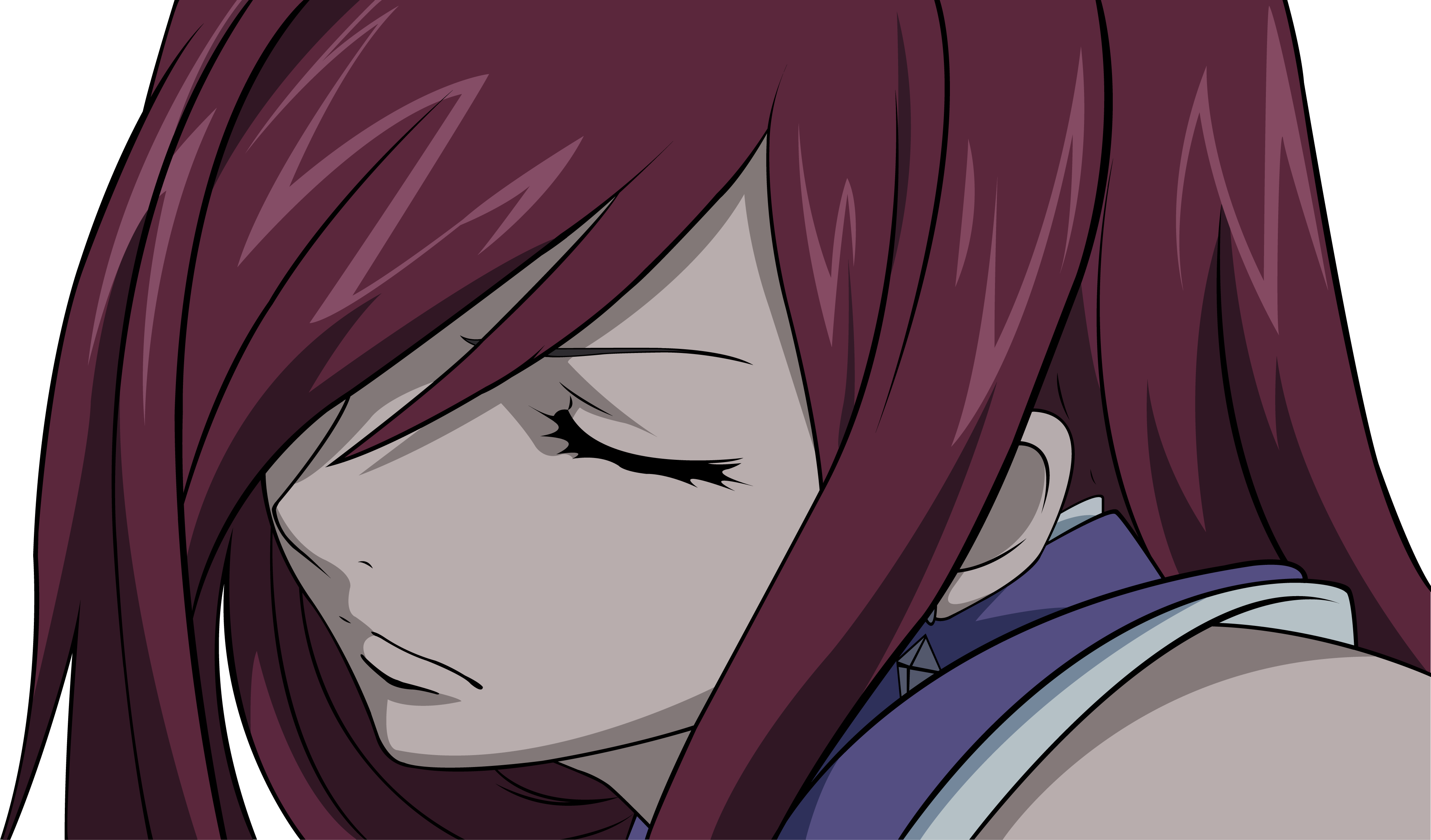 Download Png - Erza Scarlet Closed Eyes (3840x2256), Png Download