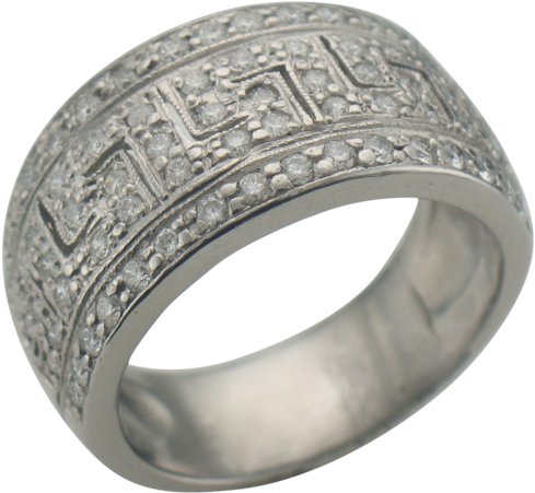 Vintage Platinum Greek Key Diamond Ring (1000x750), Png Download