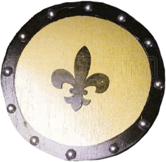 Wooden Gold Fleur De Lis Buckler Shield - Shield (550x550), Png Download
