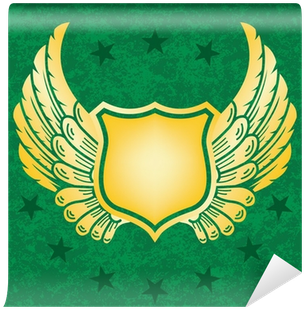 Gold Shield On Green Grunge Background Wall Mural • - Gold (400x400), Png Download