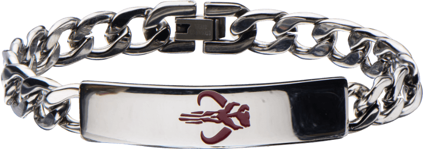 Star Wars Mandalorian Symbol Id Curb Chain Bracelet - "star Wars Mandalorian Symbol Id Curb Chain Bracelet" (850x850), Png Download