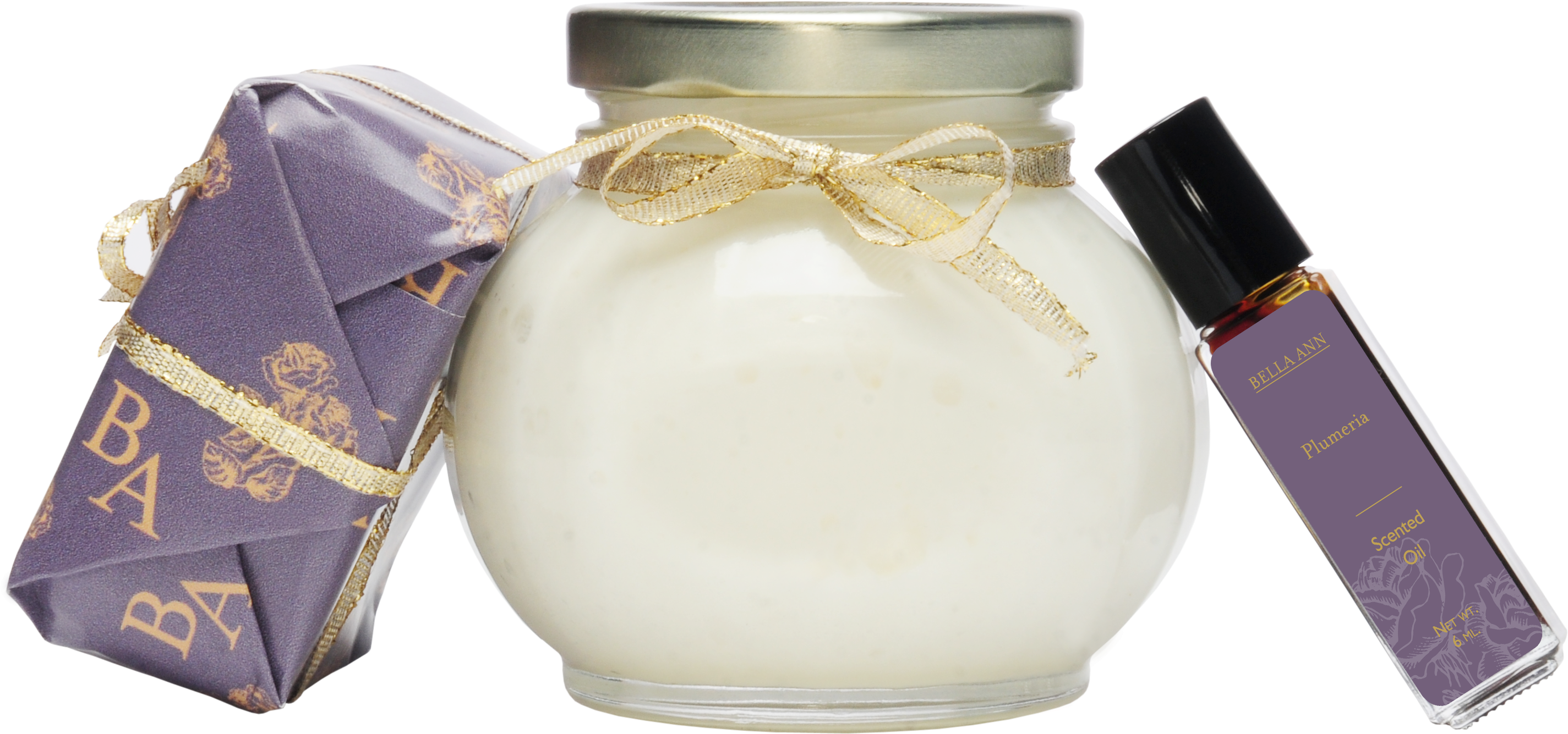 Scented Soap, Body Oil And Body Parfait With Plumeria - Oil (3044x2840), Png Download