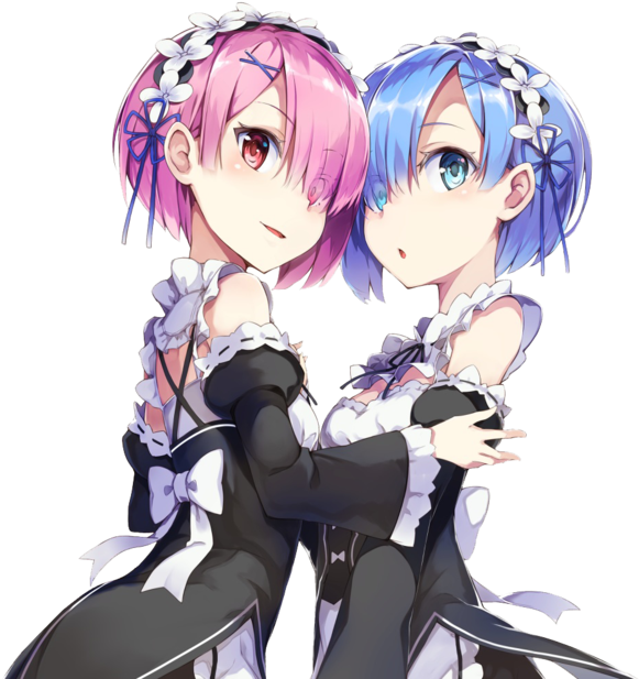 Re:zero Kara Hajimeru Isekai Seikatsu Rem Ram Uniform (1191x670), Png Download