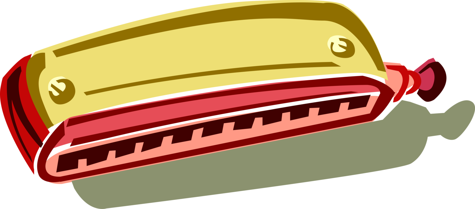 Vector Illustration Of Harmonica Mouth Organ Free Reed - Free Reed Aerophone (1588x700), Png Download