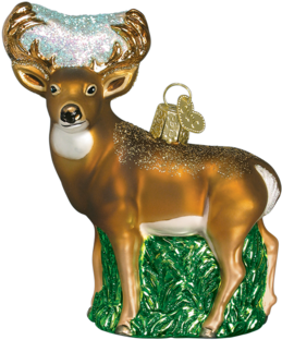 Old World Christmas Whitetail Deer Glass Ornament (350x350), Png Download