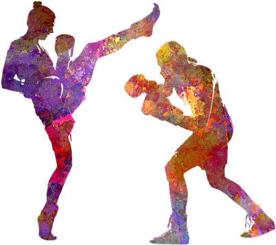 Bleed Area May Not Be Visible - Woman Boxwe Boxing Man Kickboxing Silhouette Isolated (600x480), Png Download