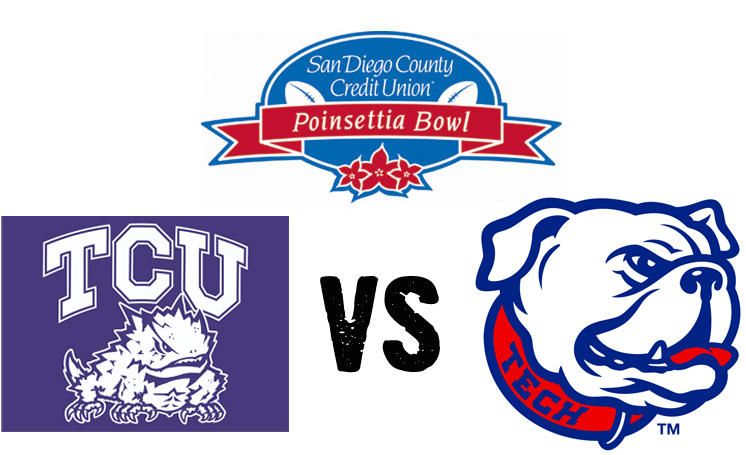 San Diego Credit Union Poinsettia Bowl - Bsi Collegiate Texas Christian 12"x18" Metal Sign Multi-color (784x485), Png Download