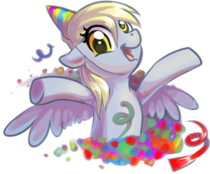 Homa-nix, Birthday, Confetti, Derpy Hooves, Female, - Cartoon (500x404), Png Download