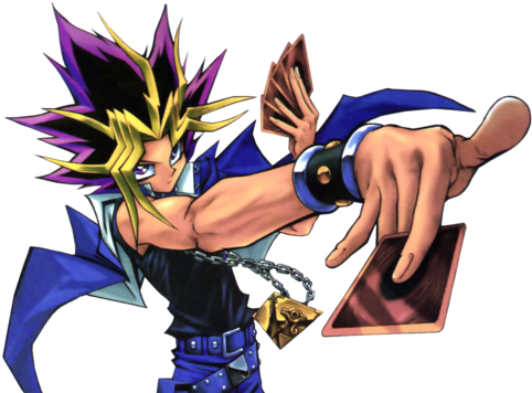 Yami Yugi Its Ttttttime To Du Du Du Duel - Yugioh Playing A Card (500x362), Png Download