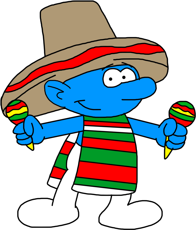 Clipart Mustache Poncho Mexican - Mexican Smurf (1024x1024), Png Download