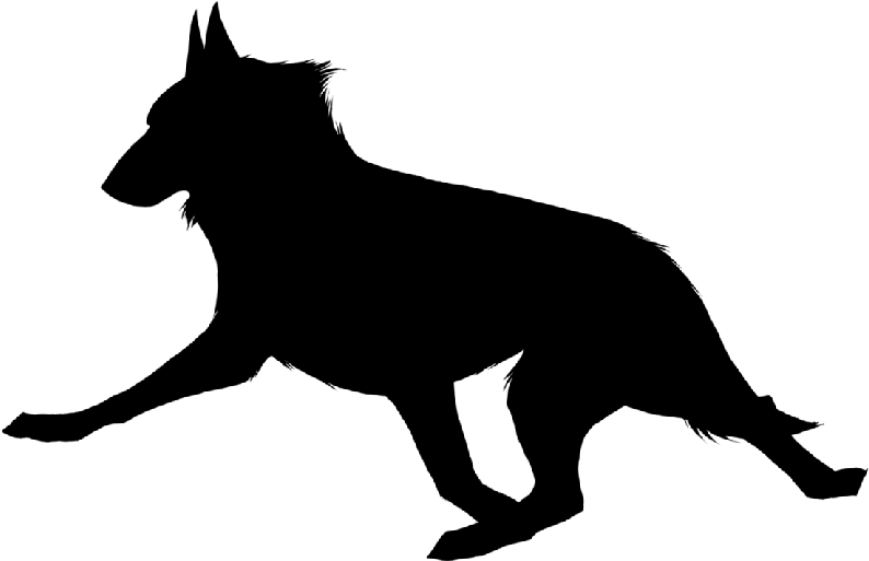 Full-black Running Dog Silhouette By Endworldk - Running Dog Silhouette Png (800x520), Png Download