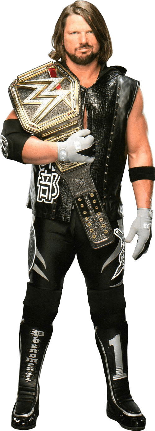 Click To Enlarge - Aj Styles Wwe World Champion Png (499x1384), Png Download