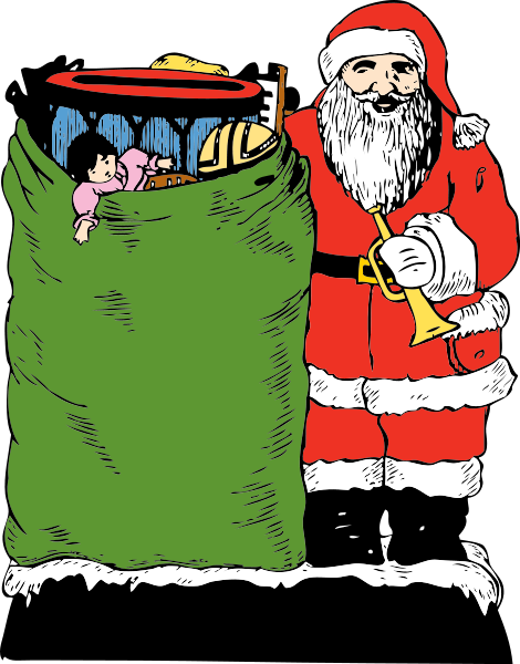 Santa And His Bag Png Clip Arts (470x600), Png Download