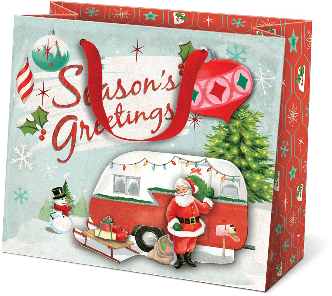 Here Comes Santa Claus Medium Gift Bag - Molly & Rex Bag Here Comes Santa Gift Medium (1200x1200), Png Download