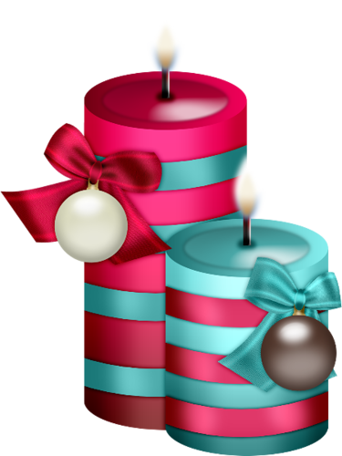 Royalty-free Clipart Illustration Of A Blue Christmas - Candle (375x500), Png Download