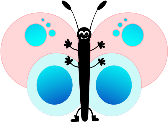 Cute Pink Cartoon Butterfly - Clip Art (591x465), Png Download