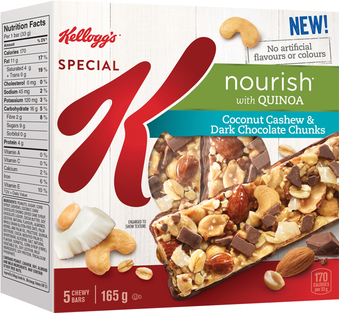 Special K Nourish* Dark Chocolate Chunks & Almond Bars - Special K Quinoa Bars (700x700), Png Download