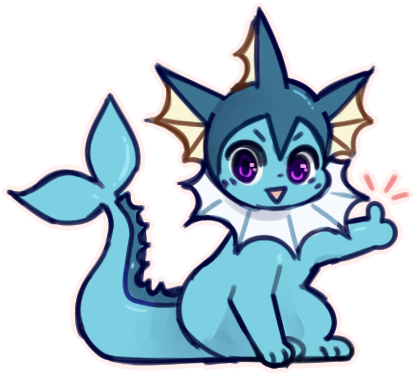 Vaporeon Support Squad - Cartoon (460x400), Png Download