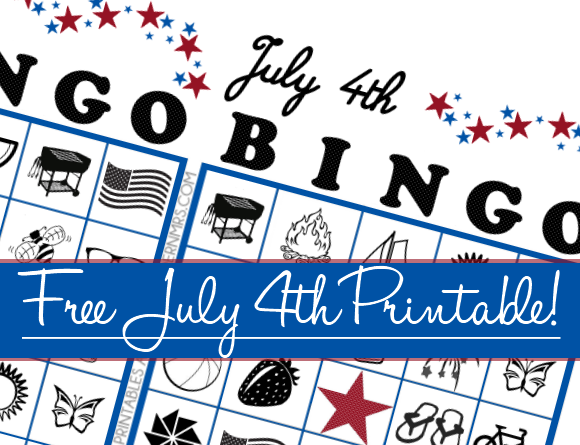 Free July 4th Bingo Cards Printable For Kids A Modern - Bingo Card (580x445), Png Download