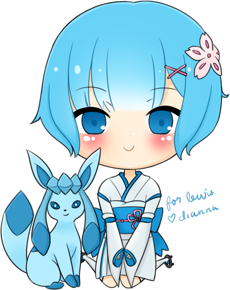 Rem X Glaceon - Glaceon (896x1216), Png Download