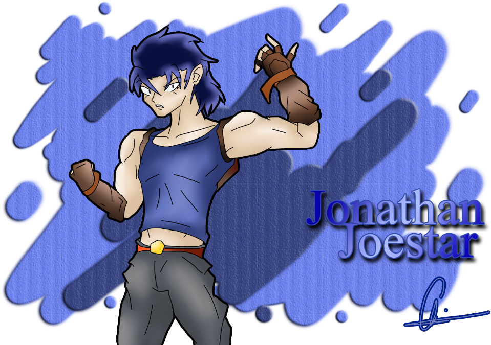 Blue Cartoon Vertebrate Fictional Character Purple - Jonathan Joestar In Other Style (1020x700), Png Download