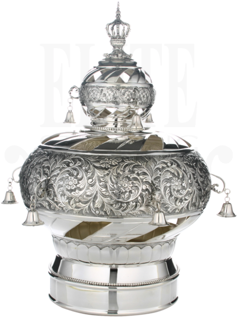 Close Cut Out Chassed Torah Crown - Silver Plated Torah Crown With Flowered Ferns (585x780), Png Download