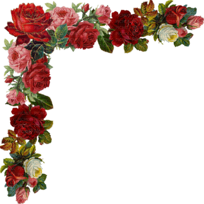 Kaz Creations Deco Corner Flowers Colours - Rose Flowers Border Corner (400x400), Png Download