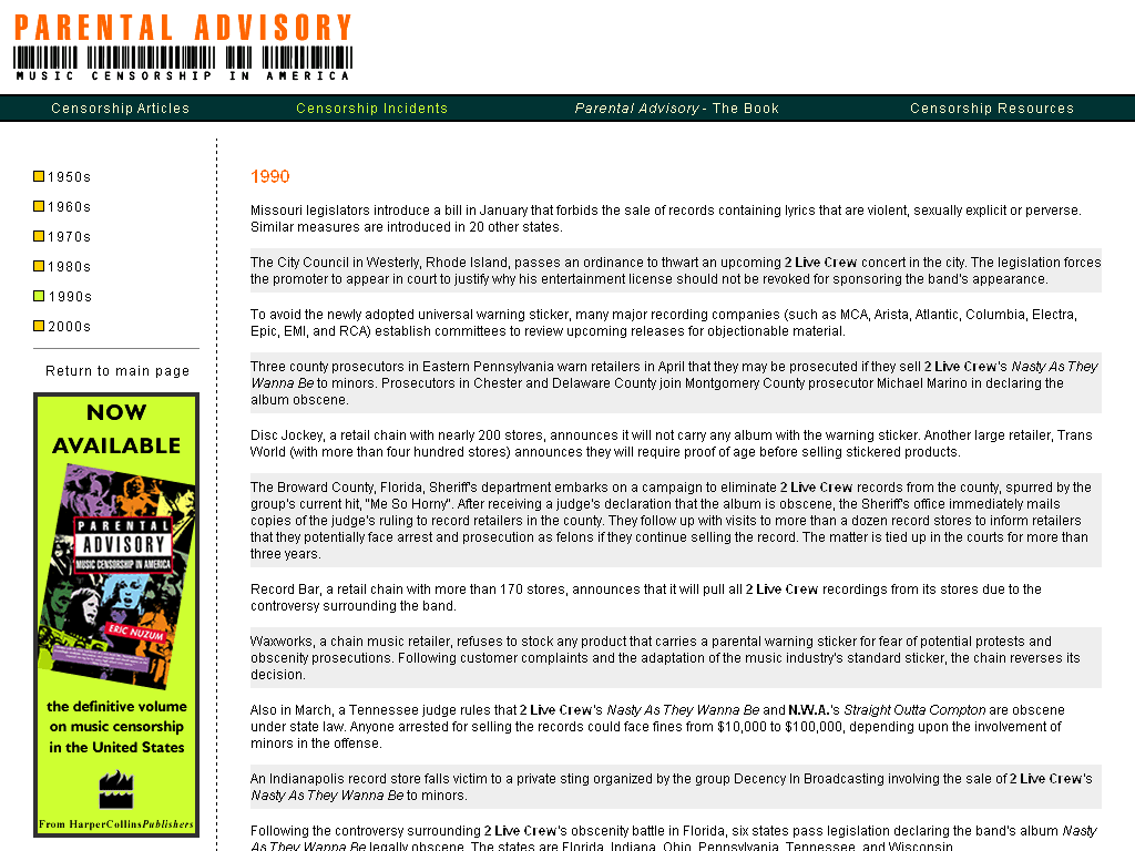 Parental Advisory - Parental Advisory: Music Censorship In America - Trade (1024x768), Png Download