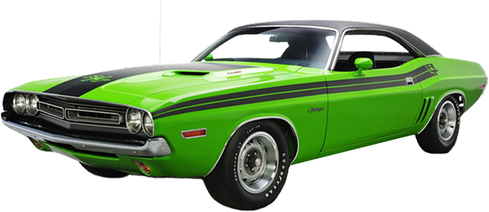 1971 Dodge Challenger Rt Green - 1967 1972 Cars Muscle (696x302), Png Download
