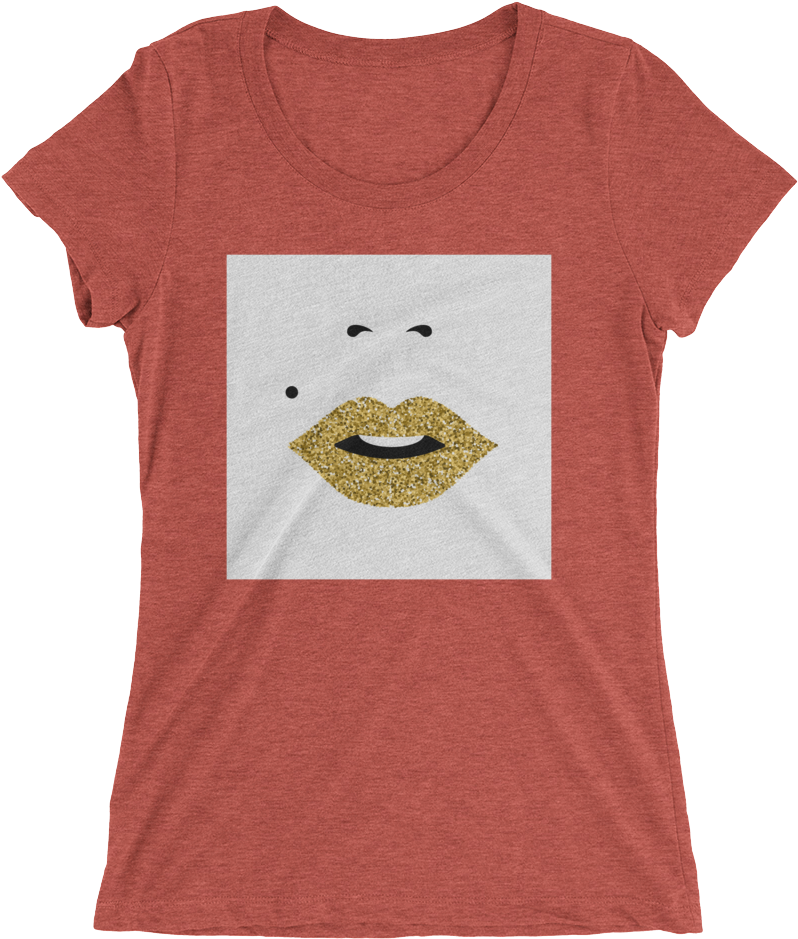 "gold Lips" Short Sleeve Crew Neck - Puerto Rico Shirt - Women Shirt - Puerto Rico Strong (1000x1000), Png Download