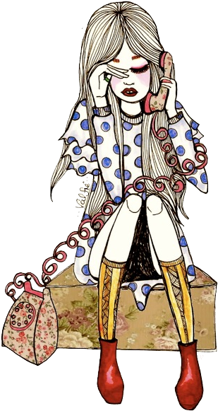 Typical Ole' Me - Vintage Girl Draw Png (406x600), Png Download