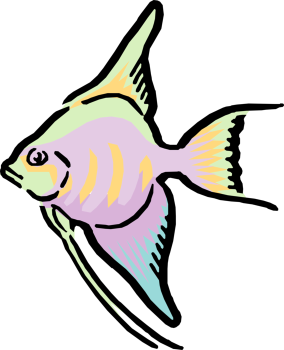 Vector Illustration Of Cartoon Colorful Tropical Fish - Fish Gif Transparent Background (568x700), Png Download