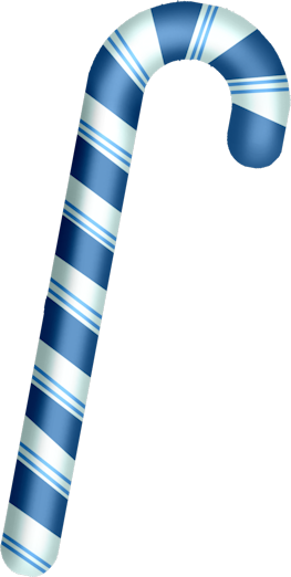 Candy Cane Clipart Winter Christmas - Blue And White Candy Cane (263x522), Png Download