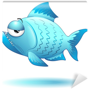 Pesce Cartoon Blu Funny Cartoon Fish Vector Wall Mural - Cartoon (400x400), Png Download